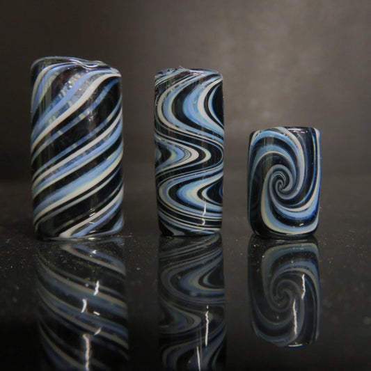 Blackberry Glass Dread Bead / CUSTOM Style and sizes Options / 4-16mm Bead Holes / Spiral - Wig wag - Twist / Made To Order