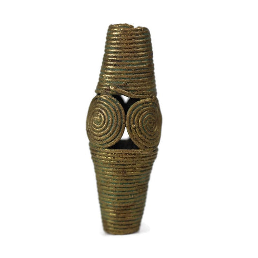 African brass Spiral cone Dread Bead - 4mm bead holes - Brass dread bead, Large hole beads, 4D049, , metal dread bead, metal dread bead
