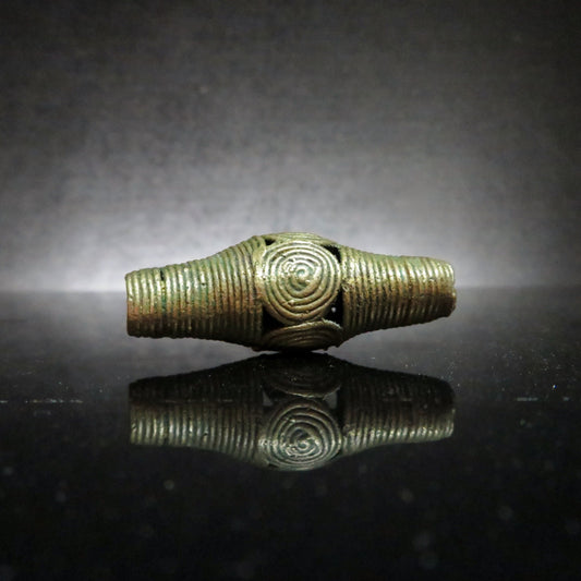 African brass Spiral cone Dread Bead - 4mm bead holes - Brass dread bead, Large hole beads, 4D049, , metal dread bead, metal dread bead