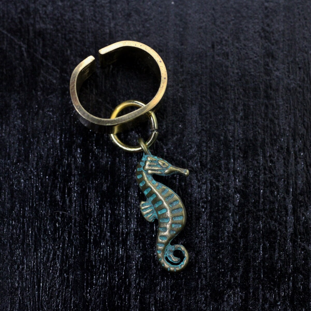 Brass Seahorse Dreadlock Bead - 10 mm bead hole - Copper Dread Bead, Dreadlock Accessories, Hair Jewelry, Loc Beads