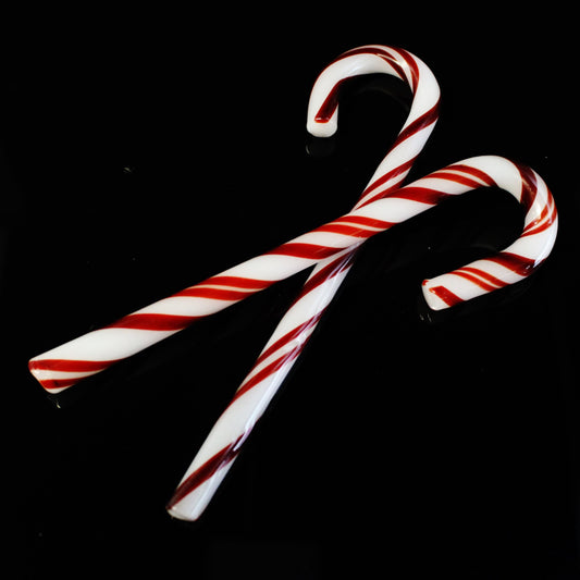 Glass Candy Canes -2 Pack- Hand Blown Glass Candy Canes w/ Gift Box Storage Box, Glass Christmas Tree Ornament, Candy Cane Ornament