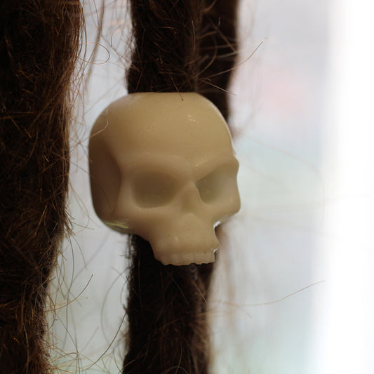 3D Printed Skull Dreadlock Bead - Black or White - 6-16mm bead hole