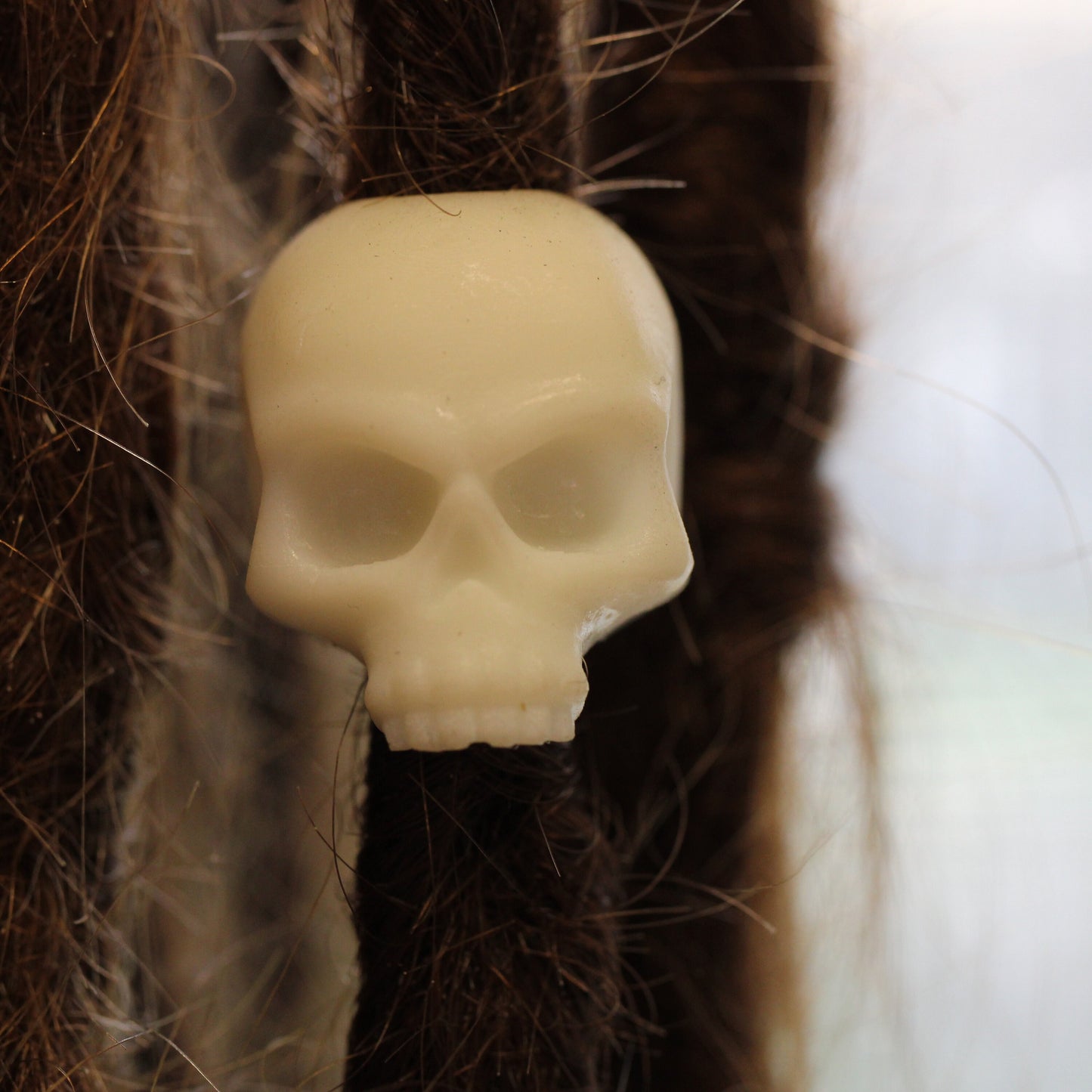 3D Printed Skull Dreadlock Bead - Black or White - 6-16mm bead hole