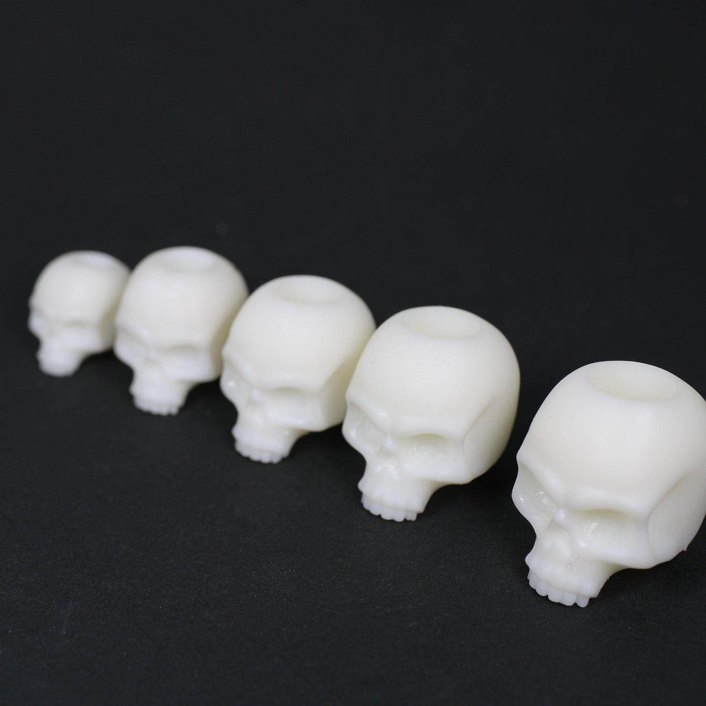 3D Printed Skull Dreadlock Bead - Black or White - 6-16mm bead hole