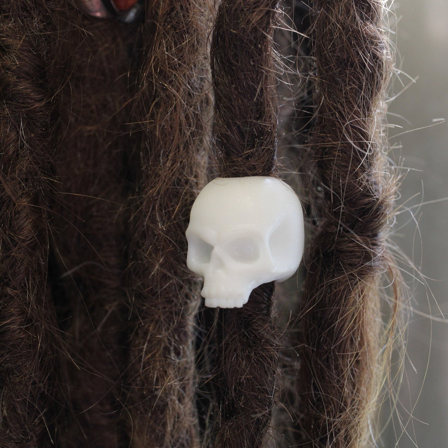 3D Printed Skull Dreadlock Bead - Black or White - 6-16mm bead hole