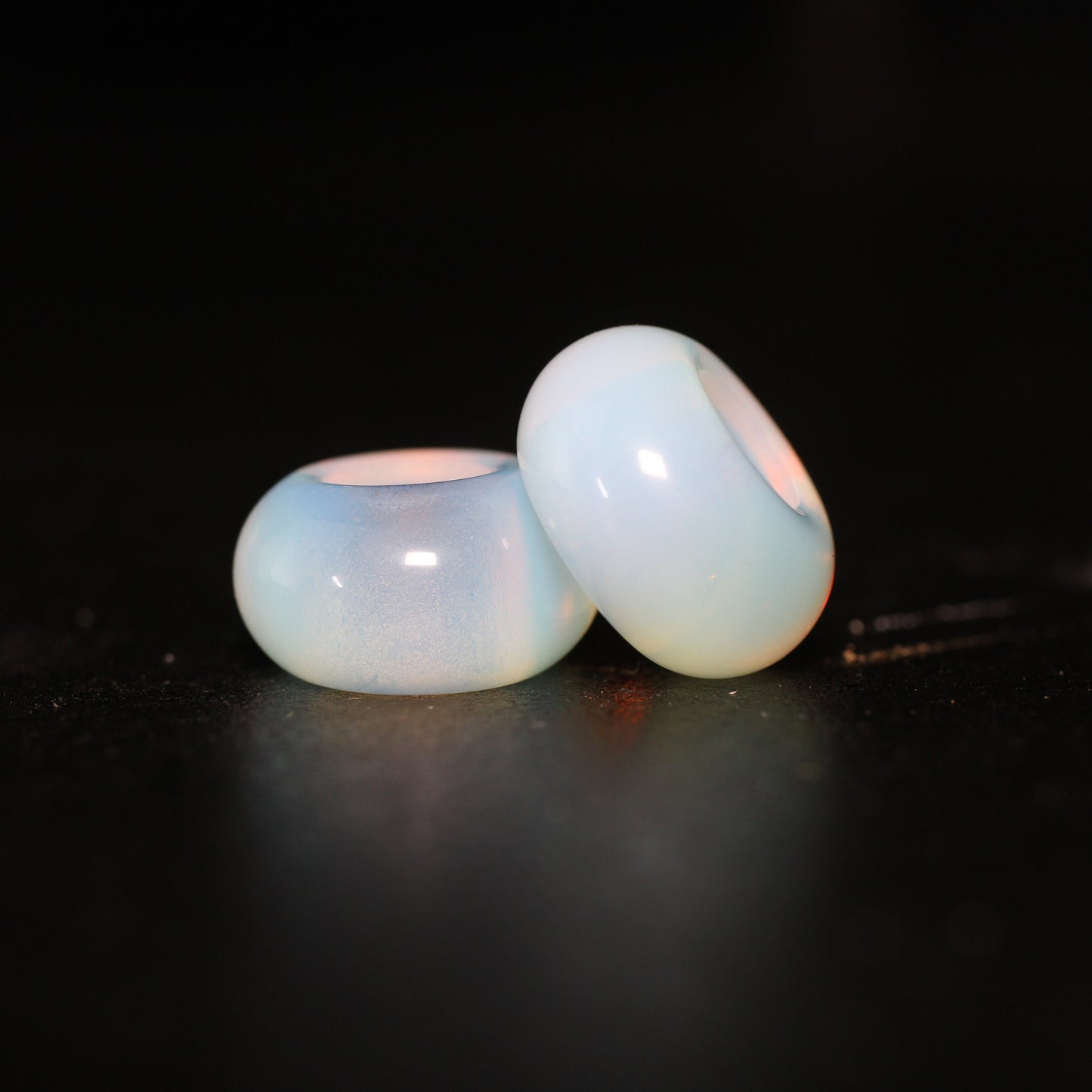 2 Opalite Glass Dread Bead - 5mm bead hole - Dreadlock Beads, Dread Lock Accessories, Loc Beads, Large Hole Beads, Stone Dread Beads