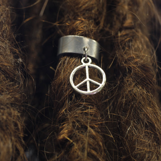 Peace Sign Dread Bead- 6 to 12mm Bead Hole - Metal Dread Bead, Dreadlock Accessories, Loc Bead Coil, Loc Beads, Dread Cuff, 5B001