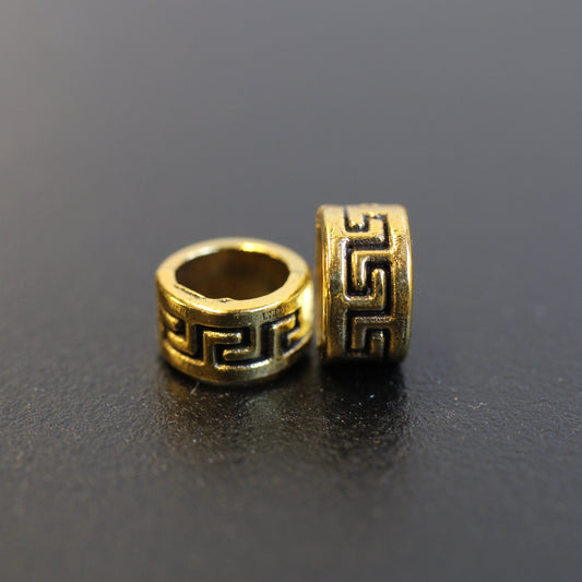 Bright Gold" Celtic Dreadlock Beads // 2 pack - 5mm Bead Hole // Viking Beard Beads, Dread Jewelry, Dread Accessories, 4e002
