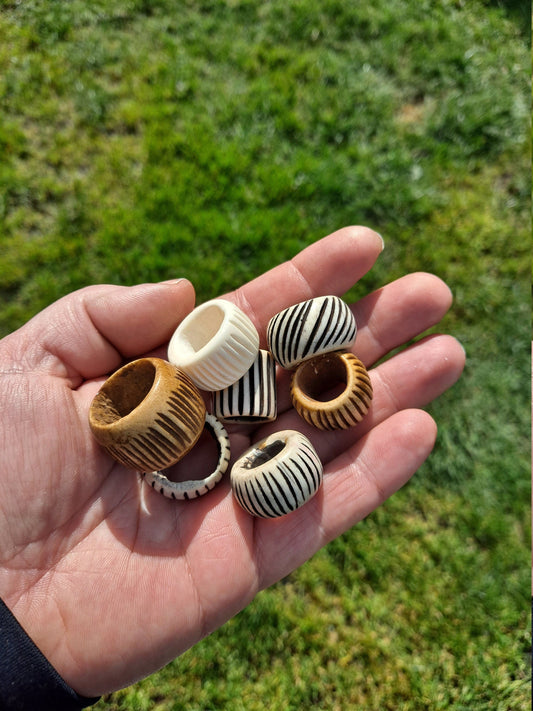 Stripey Chunky Bone Dread Bead / 10-14mm Bead Hole / 4 color options / Dreadlock Bead, Dread Jewelry, Dread Accessories, Loc Jewelry