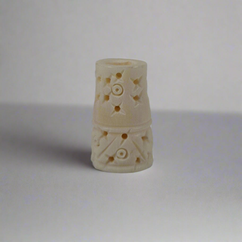 Long Flower Carved Bone Dread Beads / 8 or 10mm bead hole / Large hole Beads for dreadlocks or chunky hemp jewelry beads, 4C003 #0994