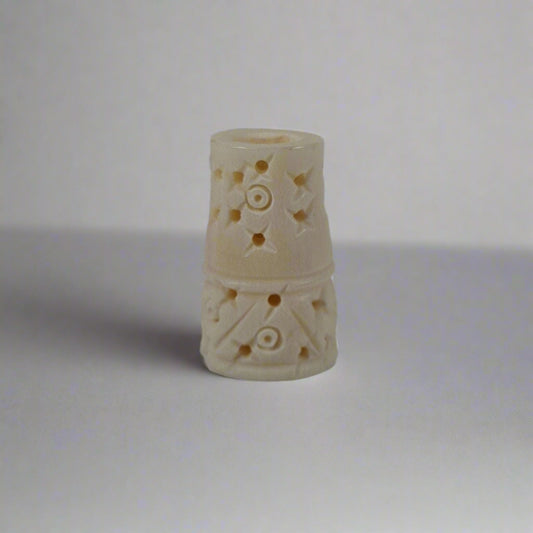 Long Flower Carved Bone Dread Beads / 8 or 10mm bead hole / Large hole Beads for dreadlocks or chunky hemp jewelry beads, 4C003 #0994