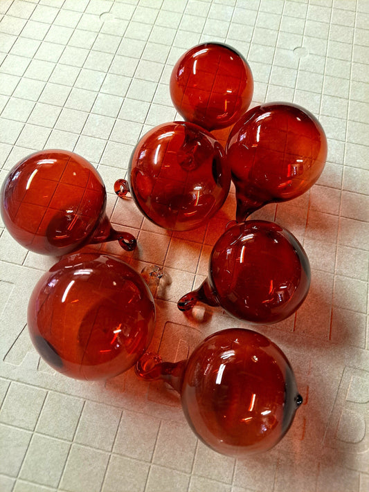 Ruby Red Hand Blown Glass Ball Ornament, Made to Order