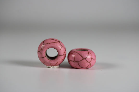Pink Howlite Dread Beads // 6mm Bead Hole - 2 pack // Rainbow Dread Bead, Stone dread beads, Dread Jewelry, Dread Accessories,