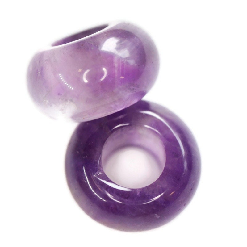 Amethyst Dread Beads - Set of 2 beads - 6mm beads hole - Dreadlocks, Dread Jewelry, Dread Accessories, Loc beads Stone Dread Beads