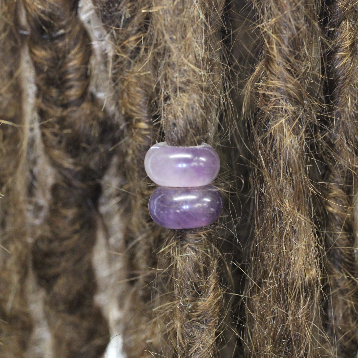 Amethyst Dread Beads - Set of 2 beads - 6mm beads hole - Dreadlocks, Dread Jewelry, Dread Accessories, Loc beads Stone Dread Beads