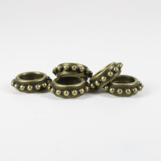 5 Antique Gold Stackable Dreadlock Bead - 7mm bead hole - Large Hole Beads for Jewelry, Flower dread bead, metal dread bead