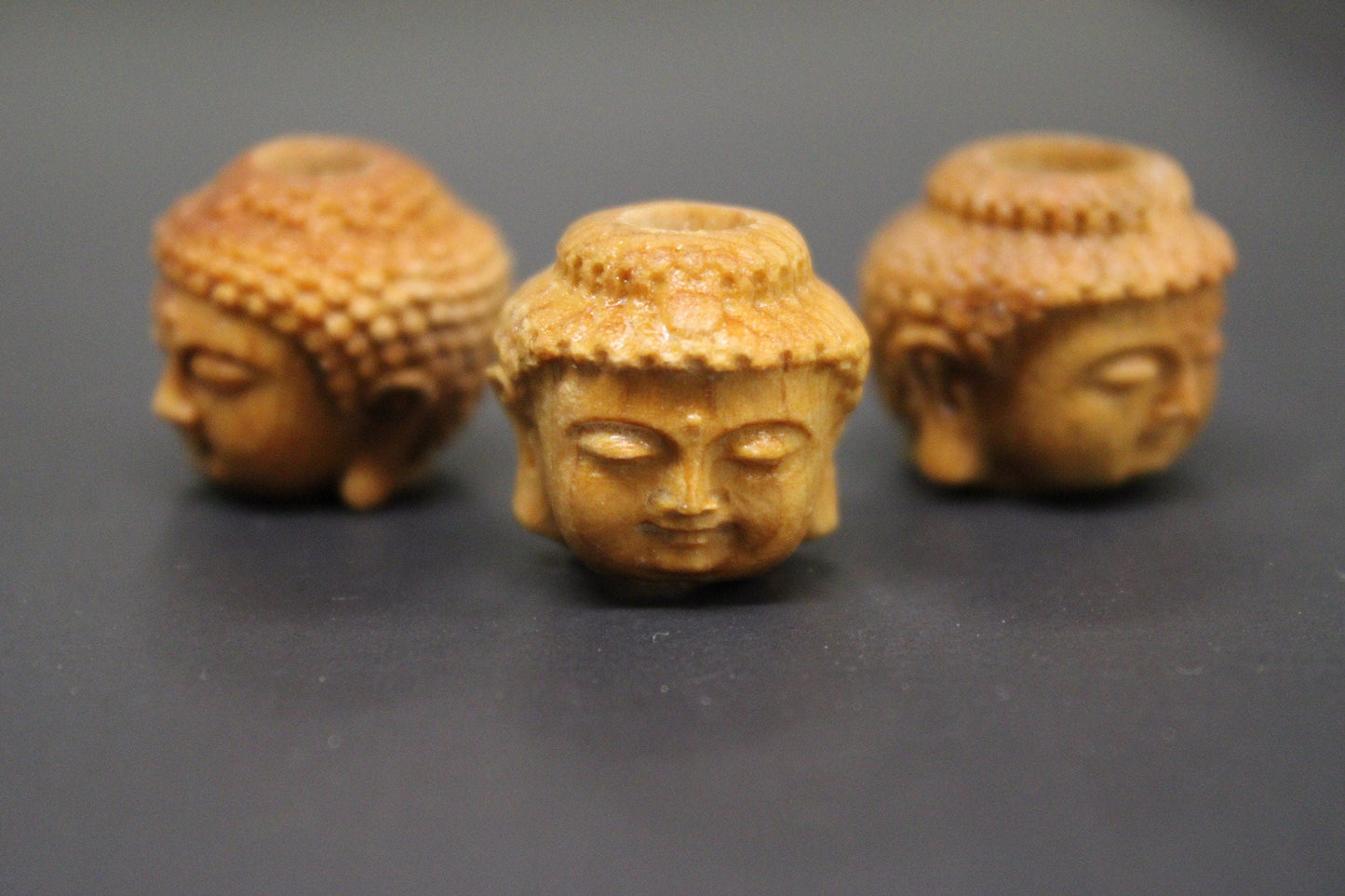 Buddha Head - Wood Dread Beads // 4 - 10 mm Bead Hole // Dreadlock Bead, Loc Jewelry, Dreadlock Accessories, Large Hole Beads, Dread Jewelry