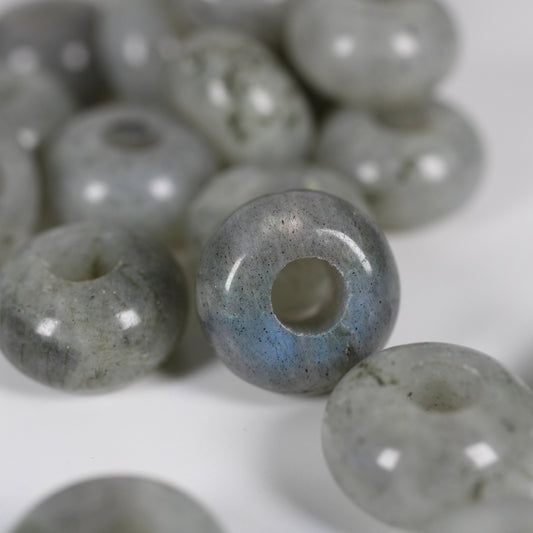 Labradorite Dread Bead / 2 beads - 6mm bead hole / Dreadlock Beads, Dread Jewelry, Dread Accessories, Loc Jewelry, Stone Dread Beads