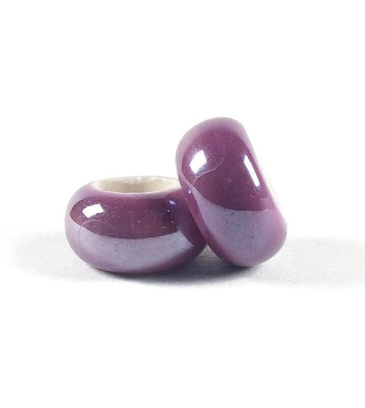 2 Pack Purple Ceramic Dread Beads - 5mm Bead Hole - Dread Lock Beads, Hair Beads, Dread Accessories, Dreadlock Beads, Large Hole Beads