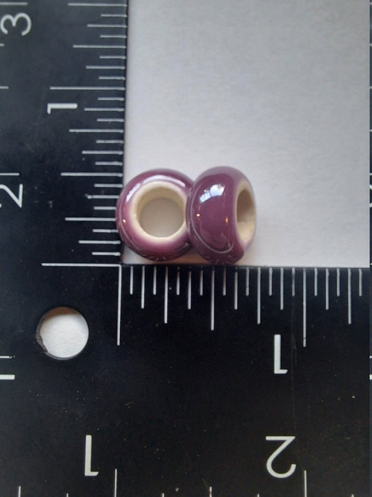 2 Pack Purple Ceramic Dread Beads - 5mm Bead Hole - Dread Lock Beads, Hair Beads, Dread Accessories, Dreadlock Beads, Large Hole Beads