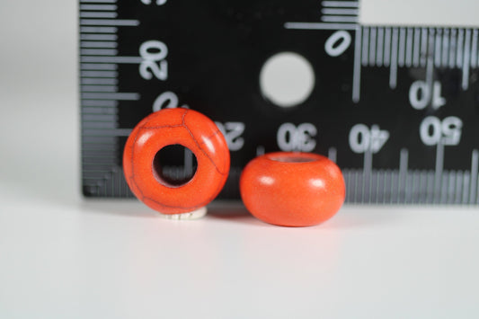 Orange Howlite Dread Beads // 6mm Bead Hole - 2 pack // Rainbow Dread Bead, Rainbow Dreadlock Bead, Dread Jewelry, Dread Accessories, 6A33