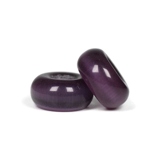 2 Purple Glass Cats Eye Dread Beads - 6mm Bead Hole - DreadLock Beads, Dread Beads and Accessories, Hair Beads, Dread Jewelry
