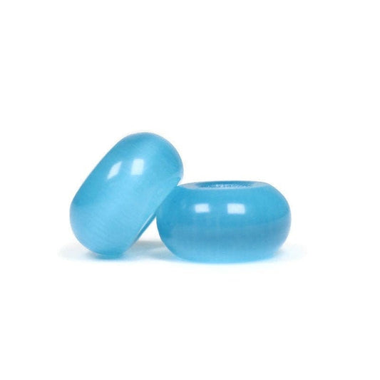 2 Blue Glass Cats Eye Dread Beads - 6mm Bead Hole - DreadLock Beads, Dread Beads and Accessories, Hair Beads, Dread Jewelry