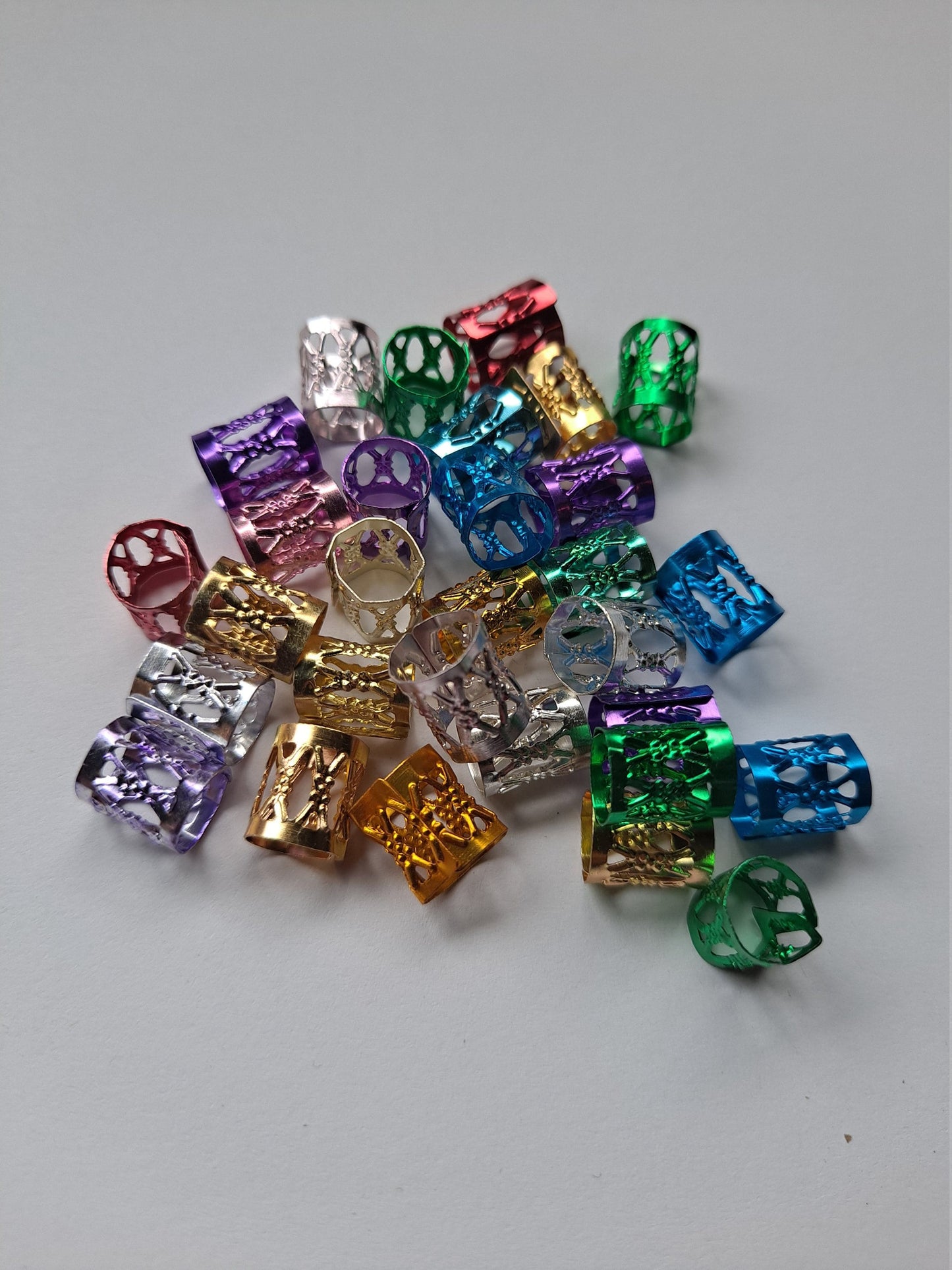 30 assorted colorful Dreadlock Beads // Adjustable 6-8 Bead Hole // Dread Bead, Viking Dread Bead, Beard Beads, metal dread bead