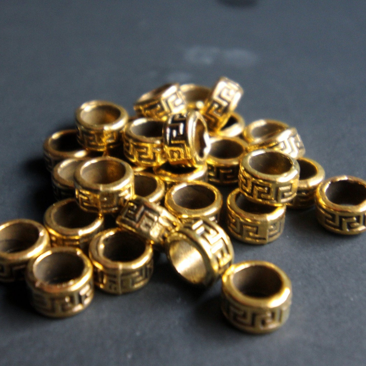 2 pack "gold" Metal Celtic dread lock beads or viking beard beads 5mm bead hole, 4E002, , metal dread bead, metal dread bead
