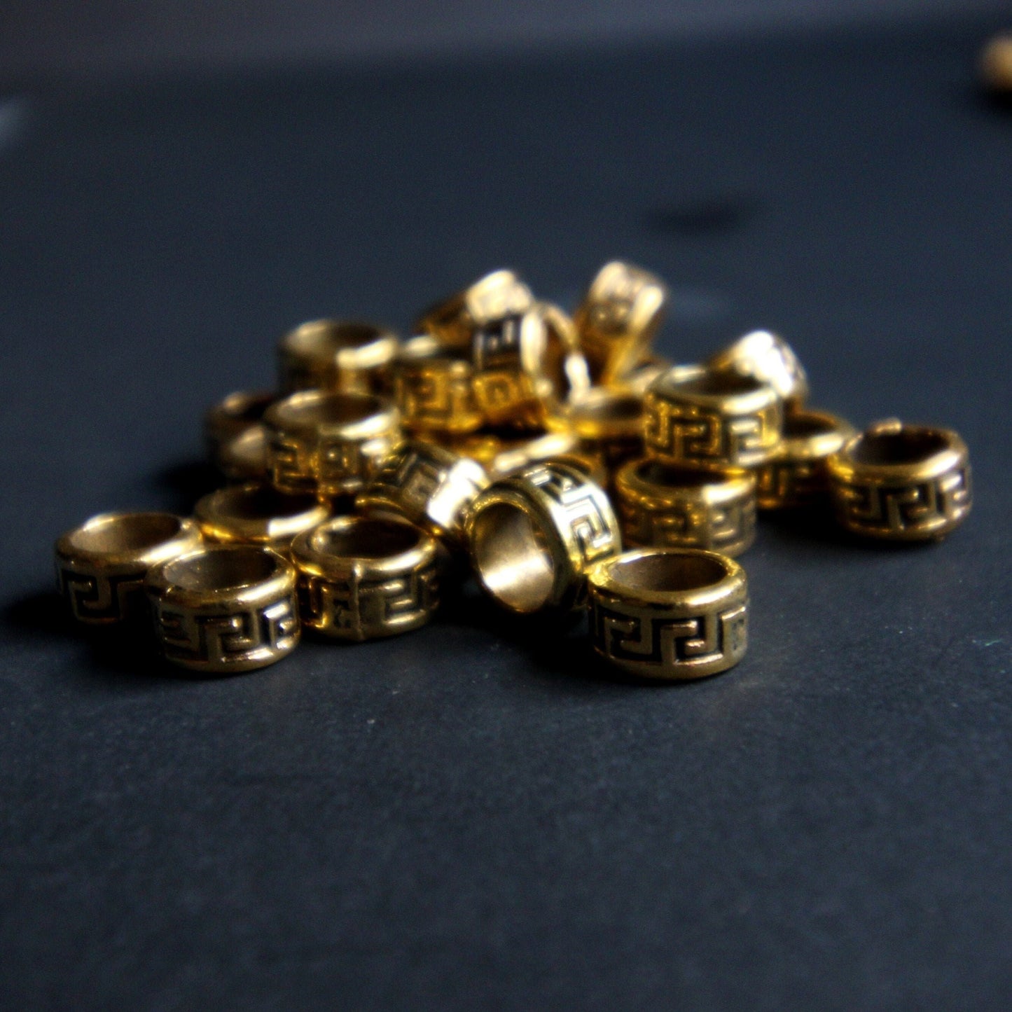 2 pack "gold" Metal Celtic dread lock beads or viking beard beads 5mm bead hole, 4E002, , metal dread bead, metal dread bead