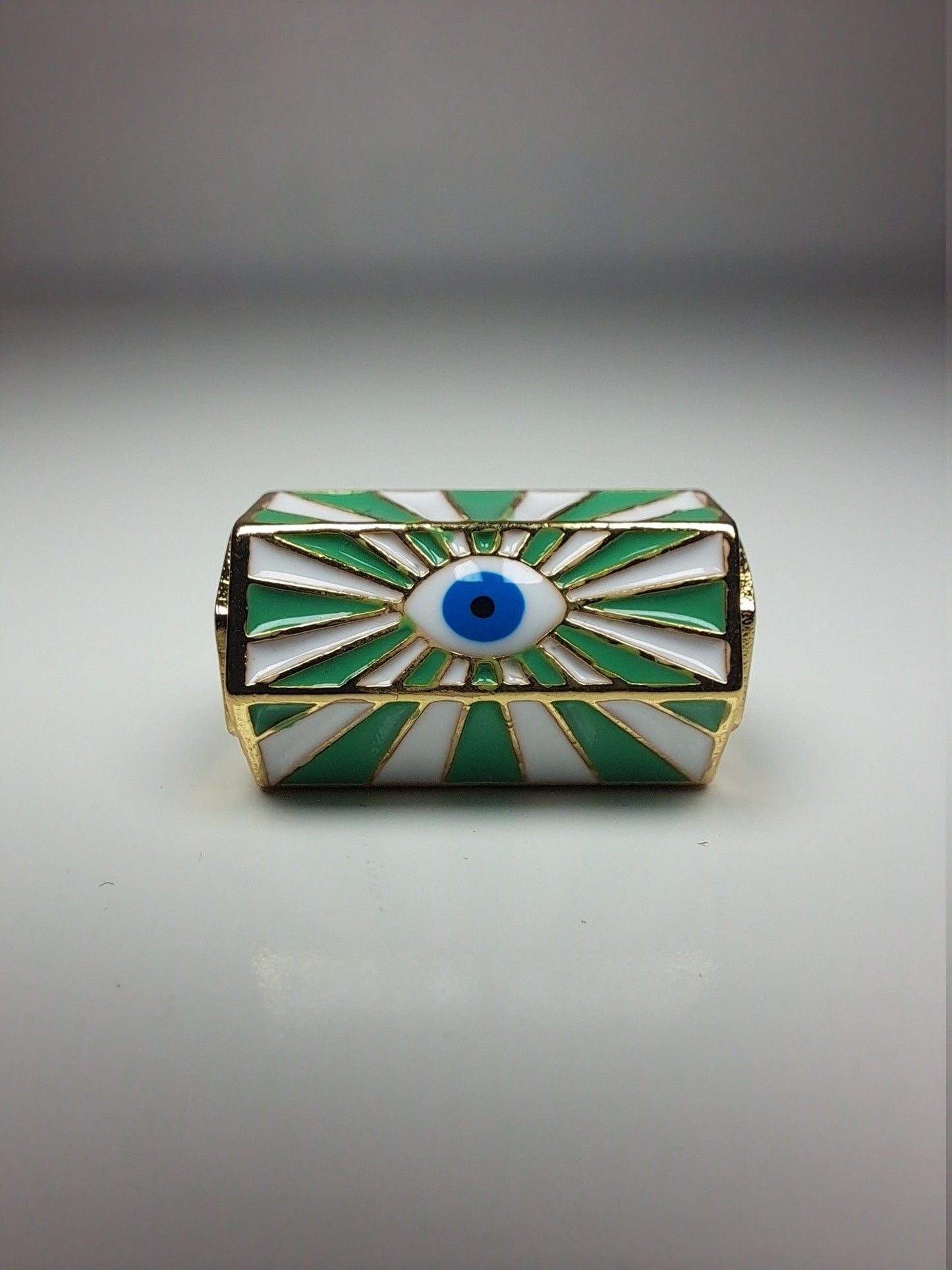 Green Evil Eye Dreadlock Bead // 7mm Beads Hole // Psychedelic Beads for Dreadlocks, Dread Beads, Hair Jewelry, metal dread bead