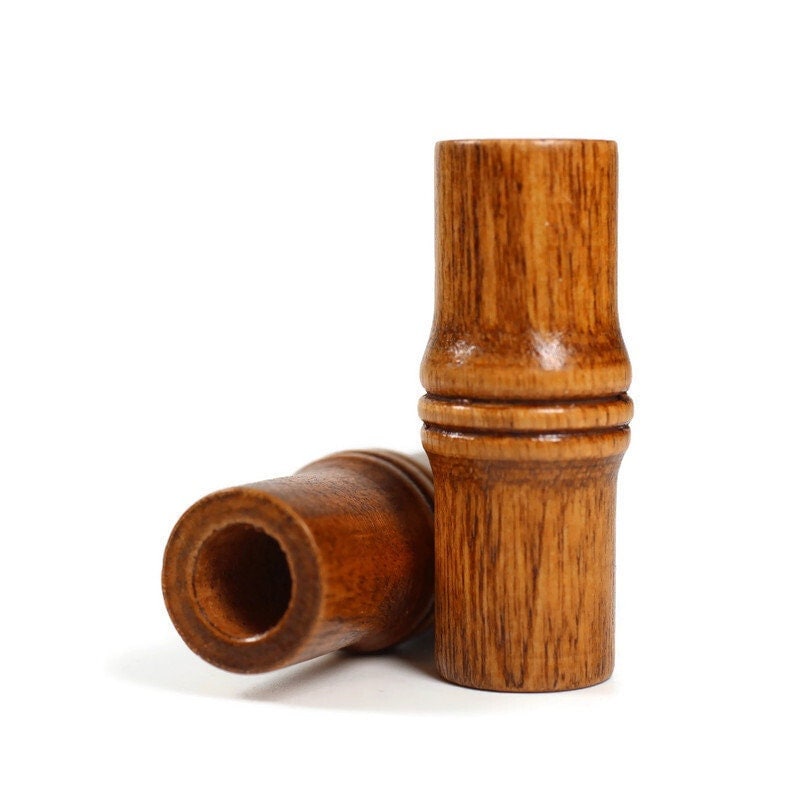 2 pack Maple Colored Wood dread beads - Bamboo shaped - 7mm bead hole - wooden Dread beads, Wood Dreadlock Beads, W33