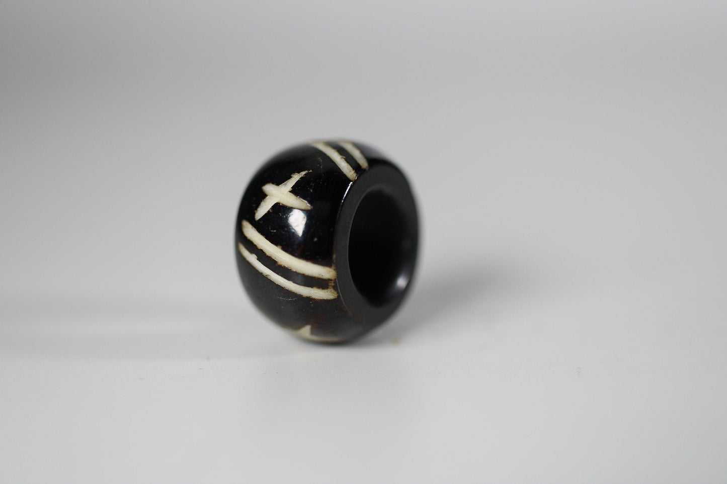 Star and Stripe Bone Dread Bead // 10mm Bead Holes // Dreadlock Beads, Dread Jewelry, Dread Accessories, Large Hole Beads, Hair Beads