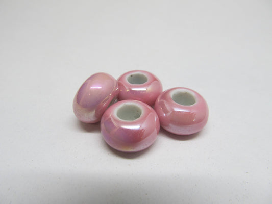 2 Pack Pink Ceramic Dread Beads - 6mm Bead Hole - Dread Lock Beads, Hair Beads, Dread Accessories, Dreadlock Beads, Large Hole Beads