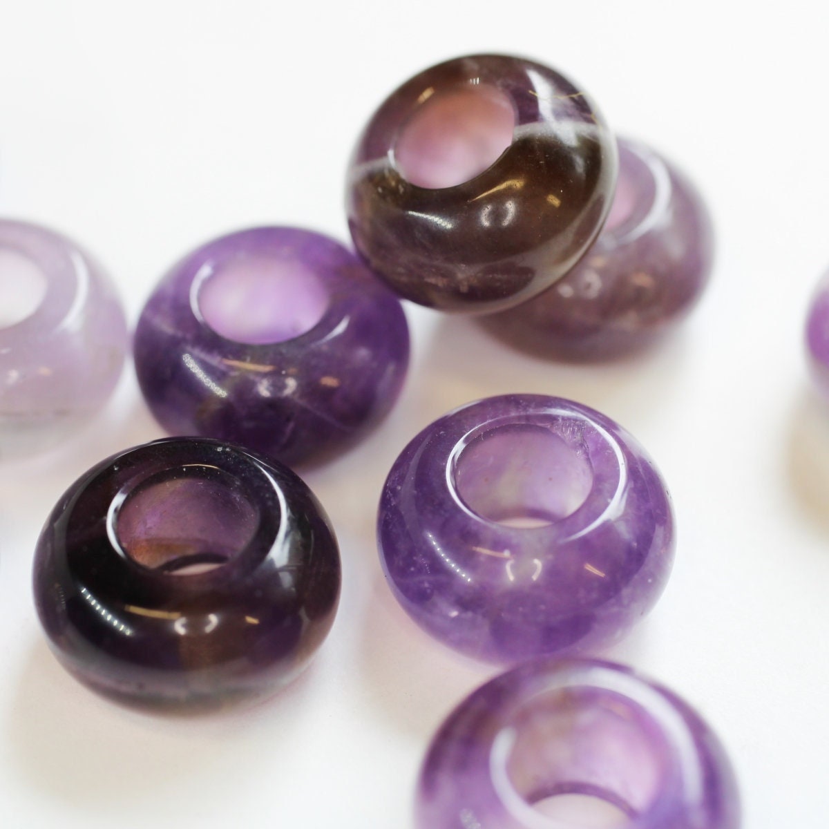 Amethyst Dread Beads - Set of 2 beads - 6mm beads hole - Dreadlocks, Dread Jewelry, Dread Accessories, Loc beads Stone Dread Beads