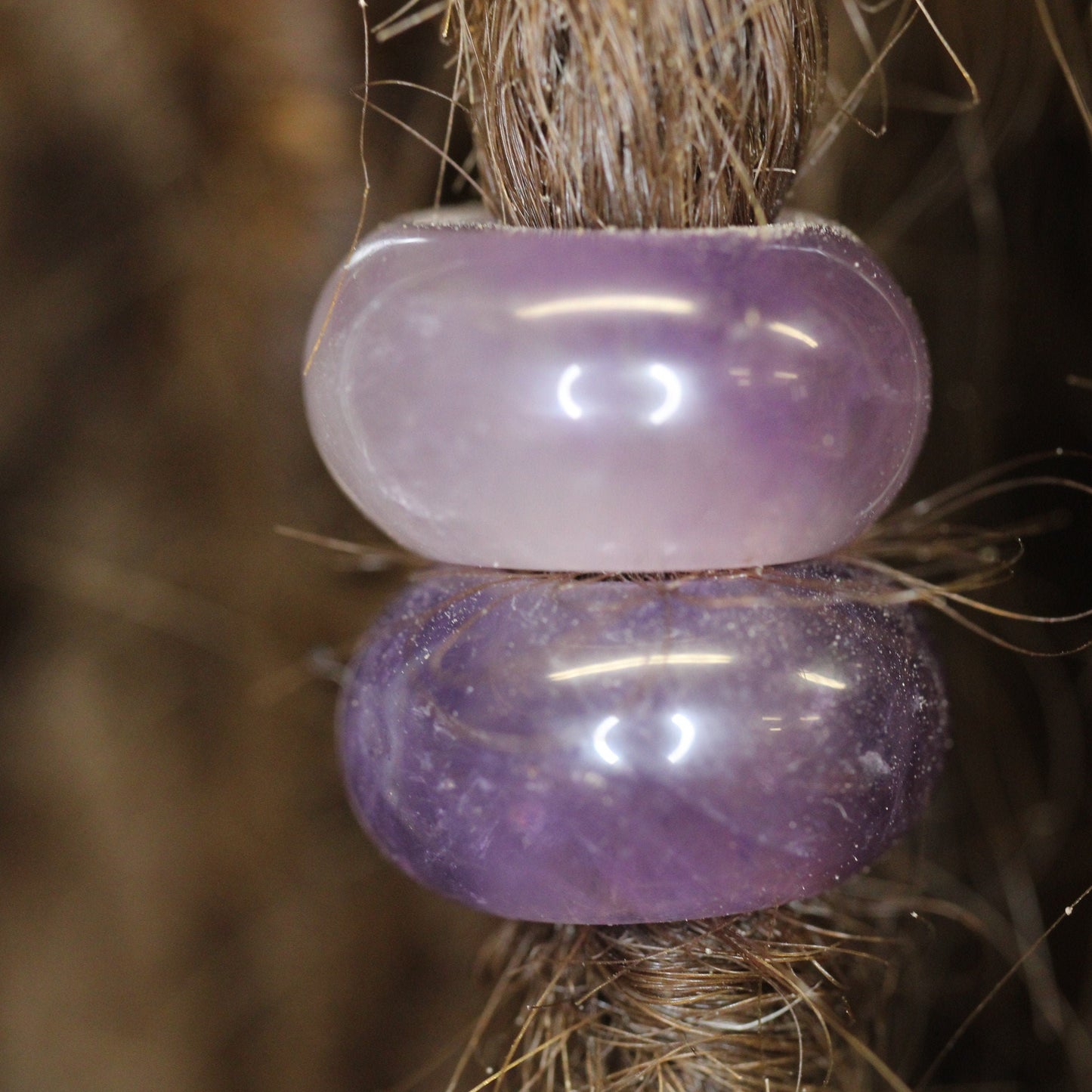 Amethyst Dread Beads - Set of 2 beads - 6mm beads hole - Dreadlocks, Dread Jewelry, Dread Accessories, Loc beads Stone Dread Beads