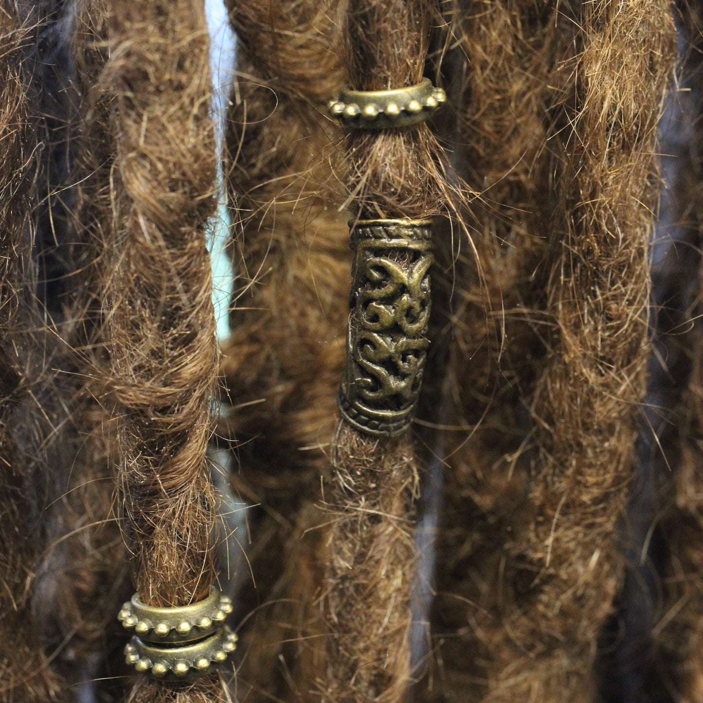 5 Antique Gold Stackable Dreadlock Bead - 7mm bead hole - Large Hole Beads for Jewelry, Flower dread bead, metal dread bead
