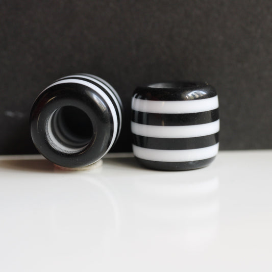 2 Black & White Acrylic Dread Beads - 6mm Bead Hole - Rainbow Dread Bead, Rainbow Dreadlock Bead, Dread Jewelry, Dread Accessories