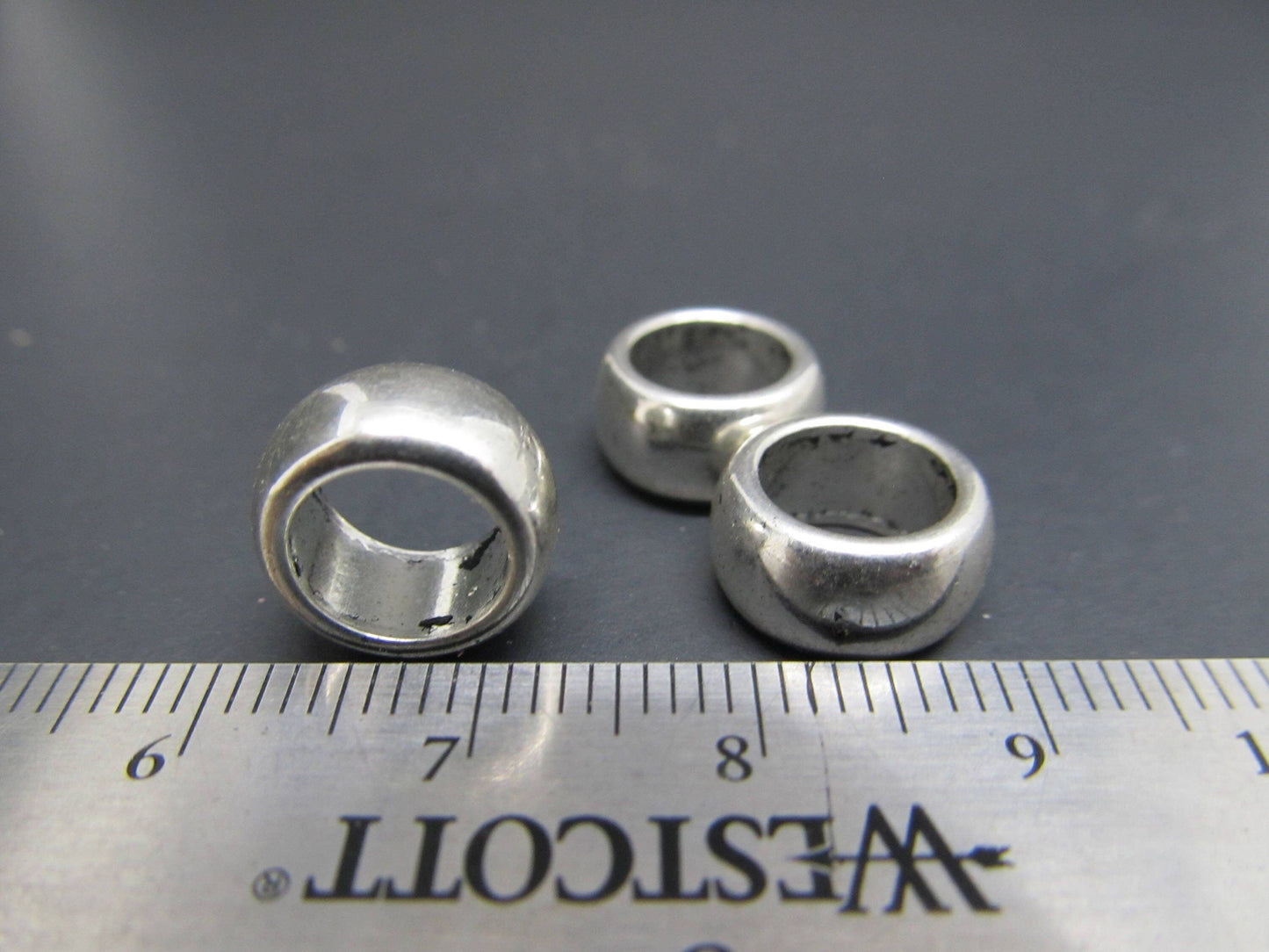 6 pack Silver dreadlock Beads, //8mm bead hole // Loc Beads, Pararcord beads, Hoodie beads