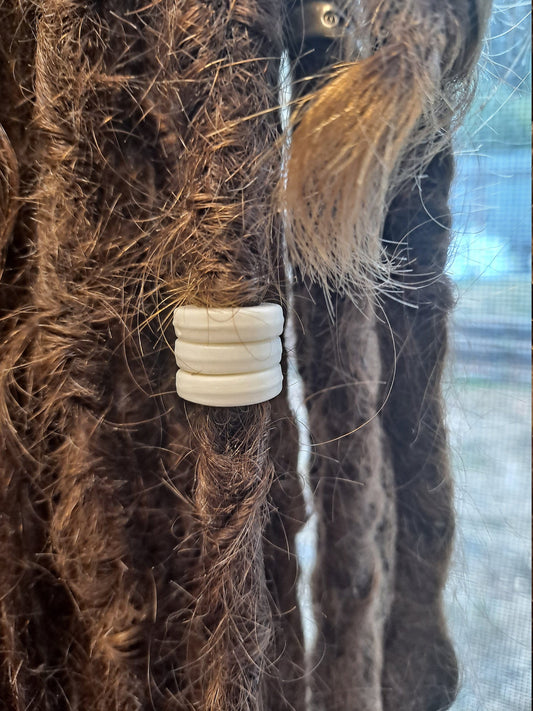 3 Pack White Bone Dread Bead from 7mm Bead Hole. Bone Dreadlock Beads, Dread Jewelry, Natural Dread Beads, Loc Accessories, B23