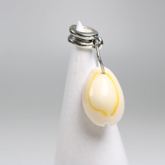 Yellow Cowrie Shell Dreadlock Bead - 5 mm bead hole - Dreadlock Accessories, Ocean Themed Dread Beads, Loc Beads, Stone Dread Beads