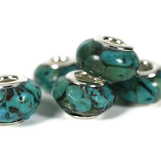 Turquoise Resin Dreadlock Beads - 5mm beads hole - Single - Dread Bead, Loc jewelry, Dread Jewelry, Dread Accessories, Stone Dread Beads