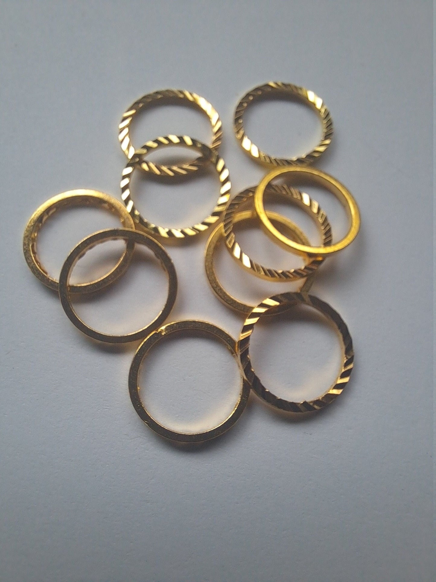 10 gold ring Dread beads/ 10mm Bead hole / Dreadlock Beads, Metal Dread Bead, Dreadlock Accessories, Loc Bead, Dread Jewelry
