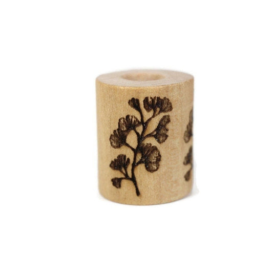Gingko Biloba Wood Dread Bead // 6 - 8 mm Bead Hole // Dreadlock Bead, Loc Jewelry, Dreadlock Accessories, Dread Jewelry