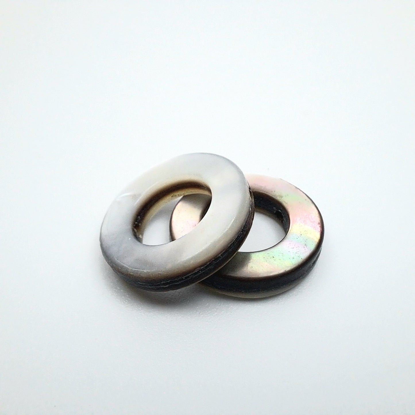 Mother of Pearl Dread Bead Rings, 2 Pack - 8mm bead hole - Shell Dread Beads, Black Mother of Pearl Dread Accessories Stone Dread Beads