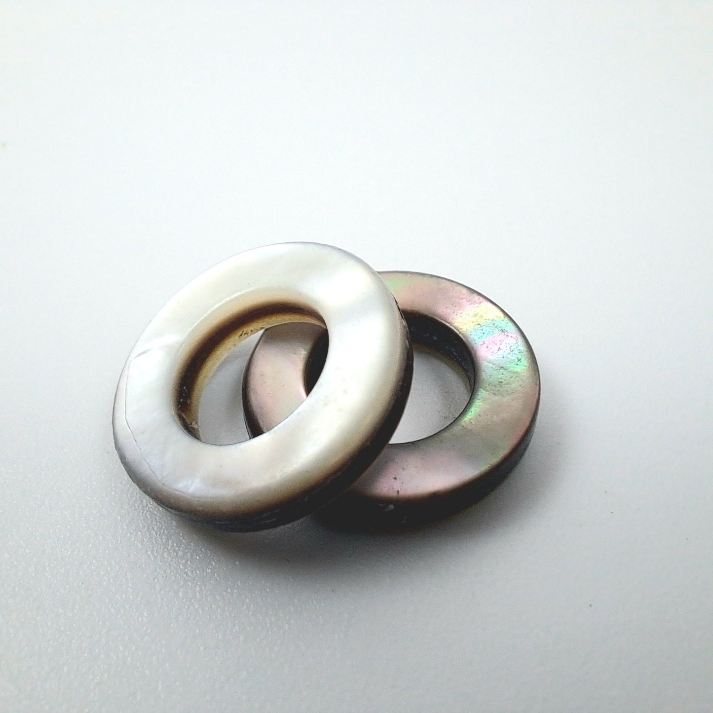Mother of Pearl Dread Bead Rings, 2 Pack - 8mm bead hole - Shell Dread Beads, Black Mother of Pearl Dread Accessories Stone Dread Beads