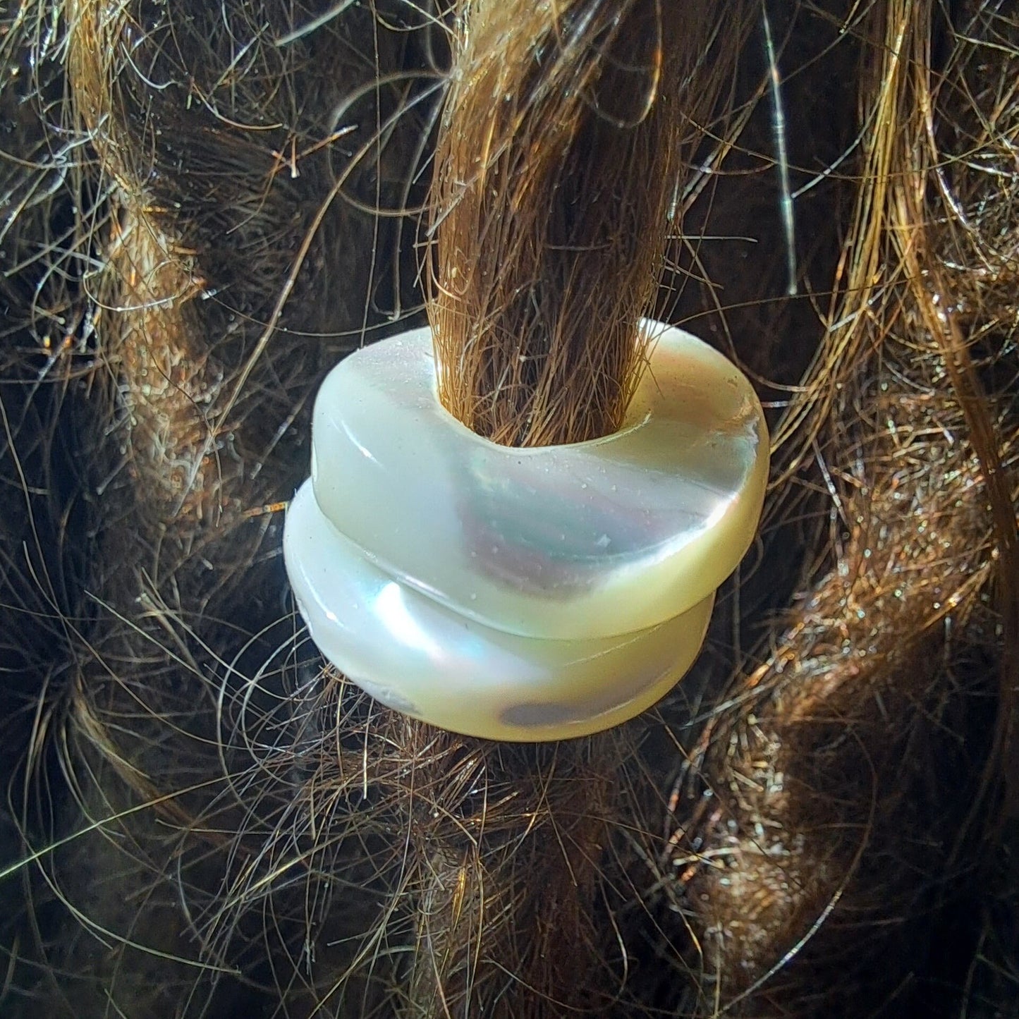 Mother of Pearl Dread Bead Rings, 2 Pack - 6mm bead hole - Shell Dread Beads, White Mother of Pearl Beads Stone Dread Beads