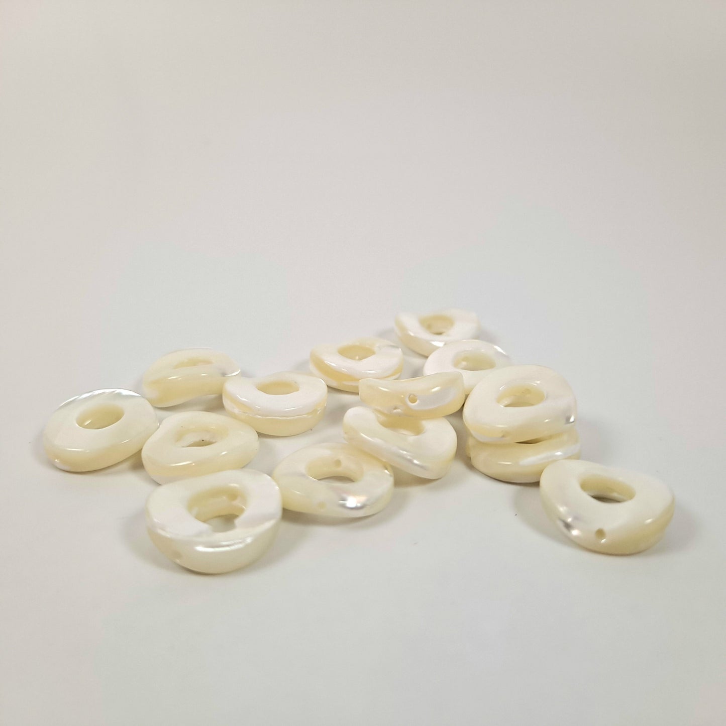Mother of Pearl Dread Bead Rings, 2 Pack - 6mm bead hole - Shell Dread Beads, White Mother of Pearl Beads Stone Dread Beads