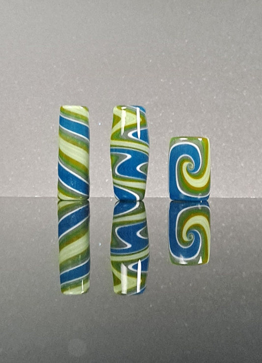 Forest Spring Glass Dread Bead / CUSTOM Style and sizes Options / 4-16mm Bead Holes / Spiral - Wig wag - Twist / Custom Loc Accessories