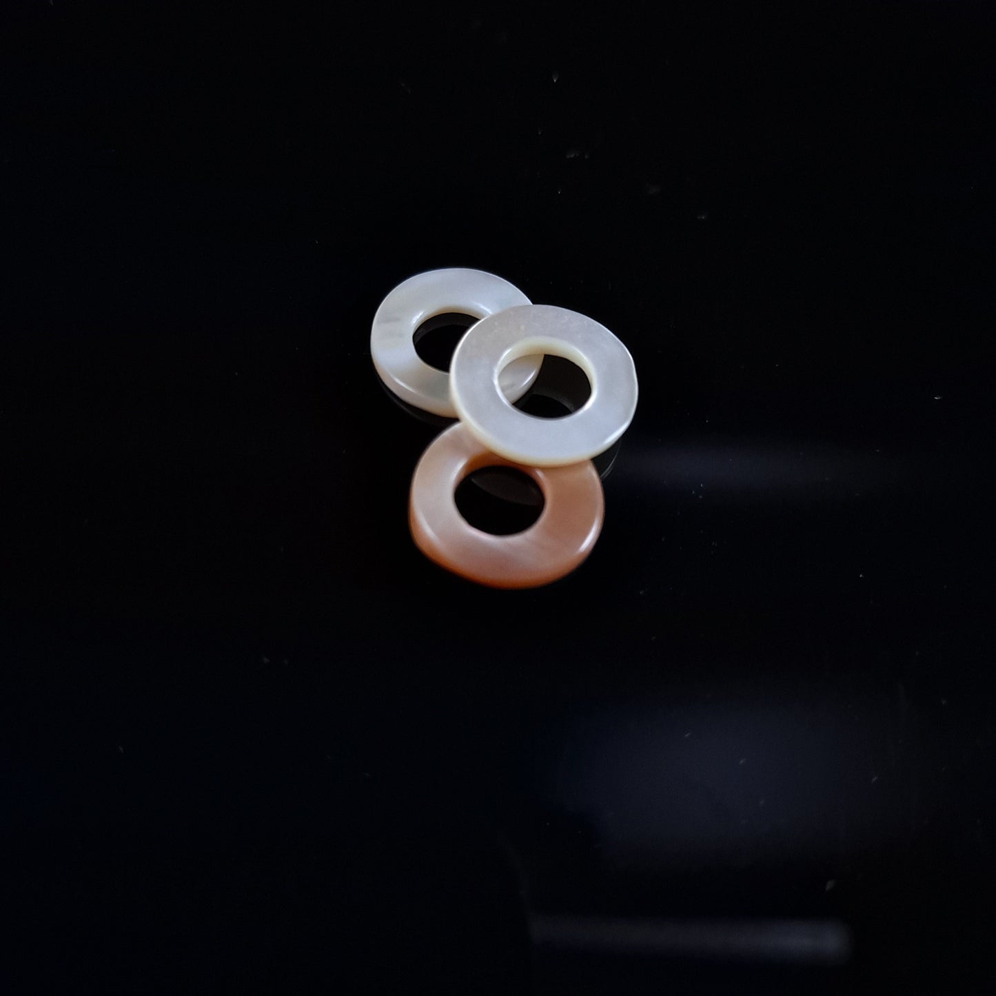 3 Pack Mother of Pearl Dread Bead Rings - 6mm bead holes - Shell Dread Beads, White mother of pearl Stone Dread Beads